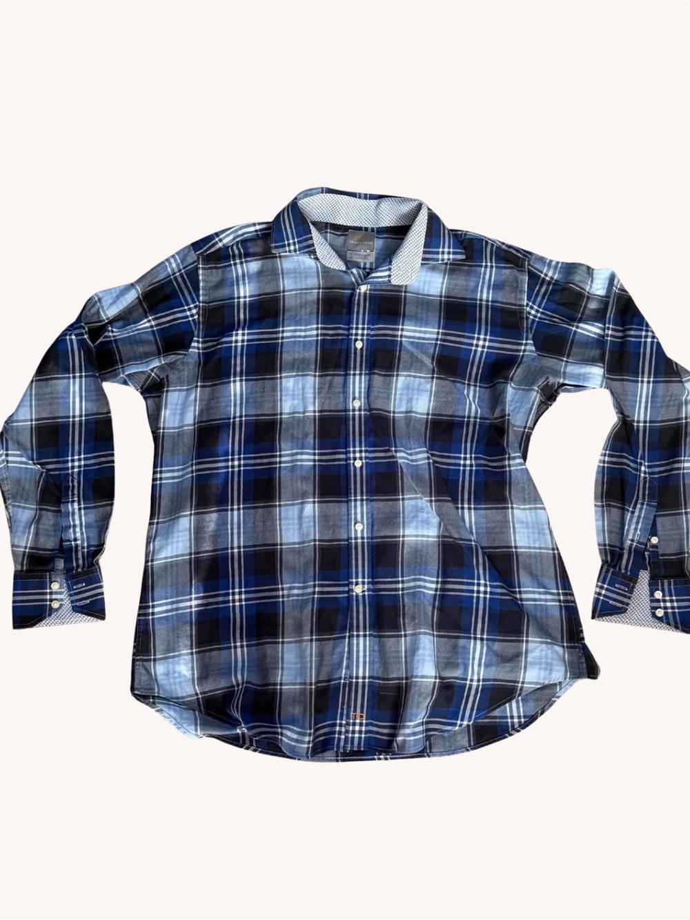 Thomas Dean Navy & Light Blue Plaid Button-Down Shirt